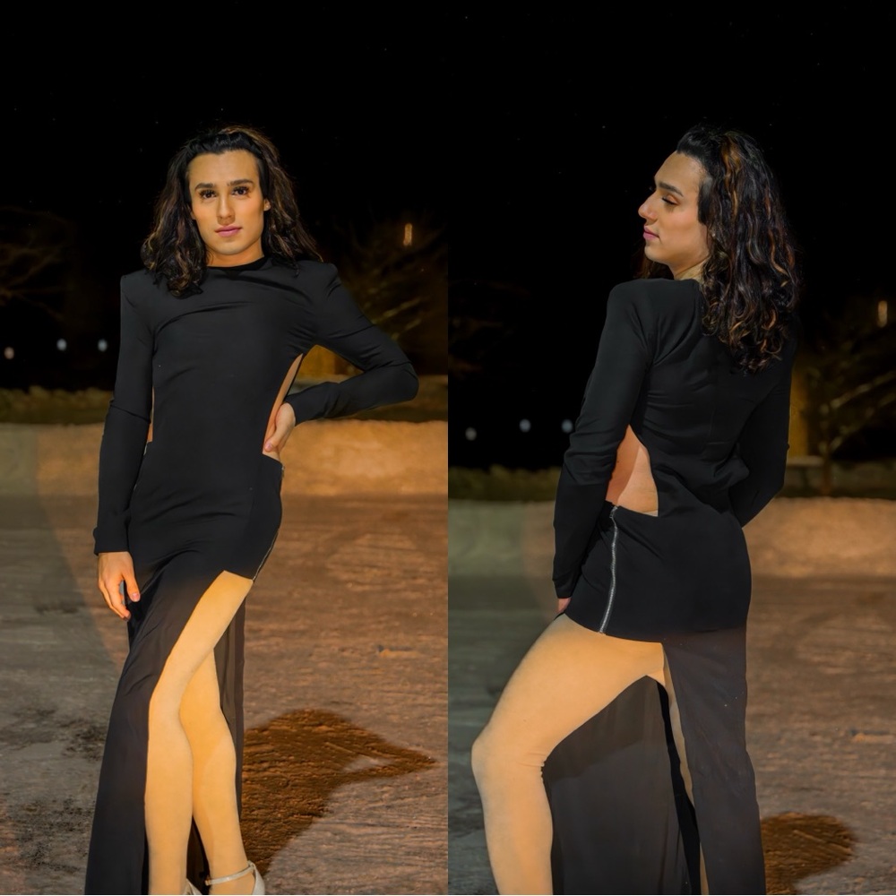 Professional Long Sleeve Black Dress